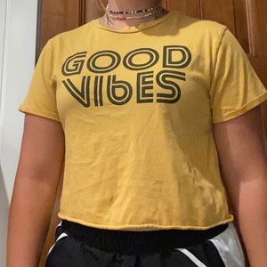 yellow good vibes crop top